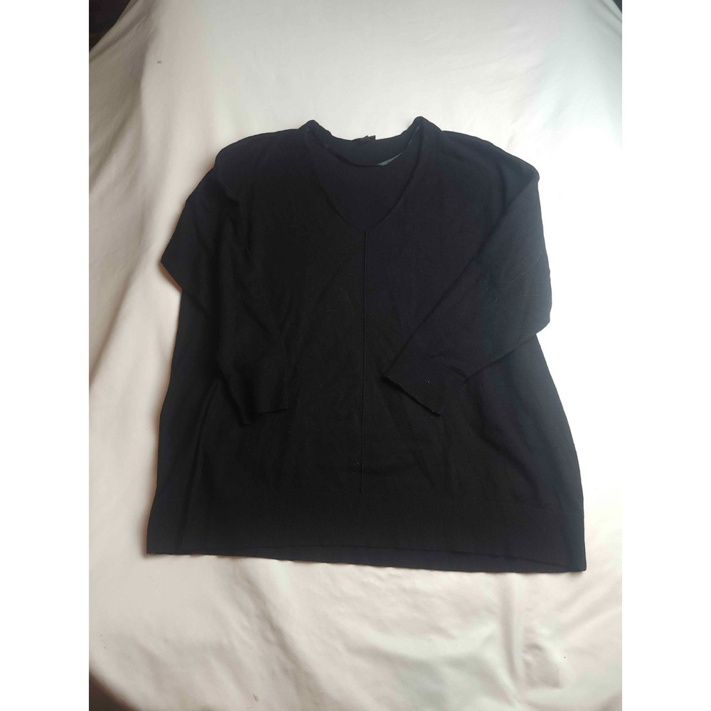 Torrid V-Neck Sweater Womens Size 1X Black Knit Long Sleeve Pullover Stretch